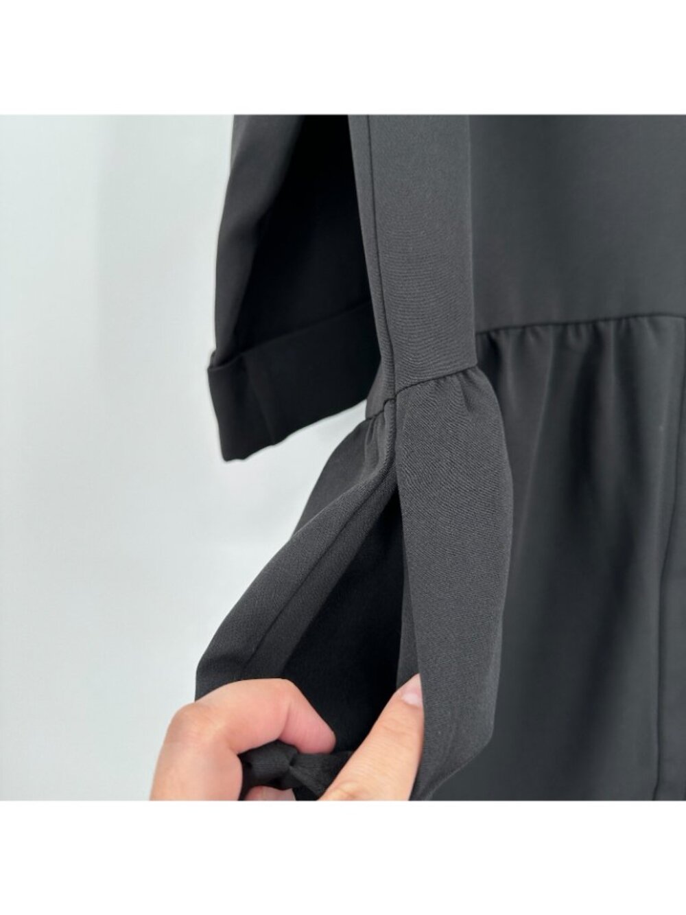 Tuckernuck Black Stretch Crepe Royal Shirt Dress sz S Mini Half Sleeve PO - Picture 3 of 8